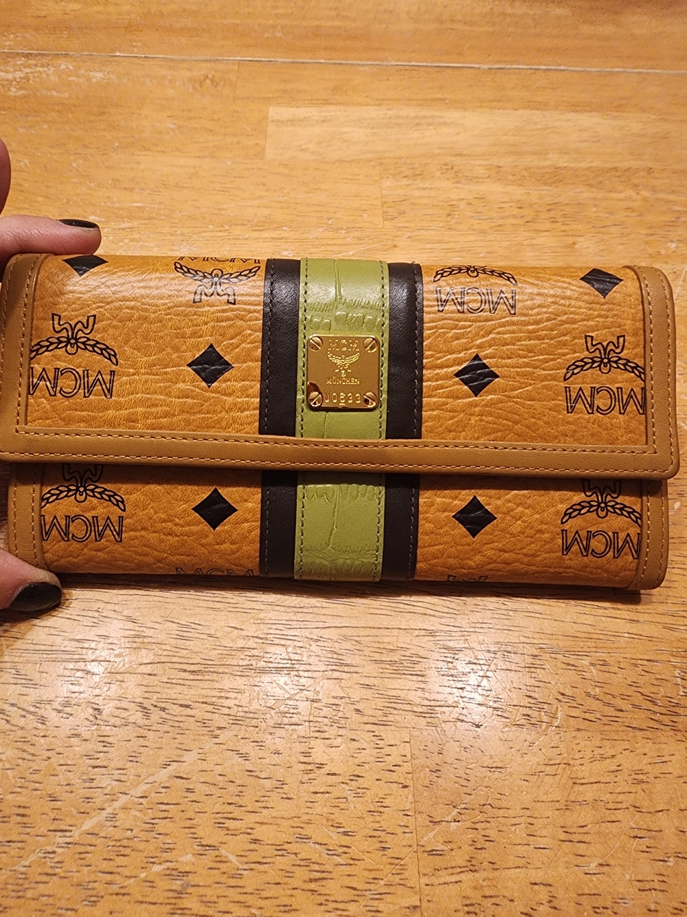 MCM Visetos Monogram Continental Trifold Wallet classic cognac brown